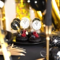 KARTECZKI NA PIKU TOPPER ZEGARY HAPPY NEW YEAR CZARNE 6szt