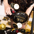 KARTECZKI NA PIKU TOPPER ZEGARY HAPPY NEW YEAR CZARNE 6szt