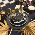 KARTECZKI NA PIKU TOPPER ZEGARY HAPPY NEW YEAR CZARNE 6szt