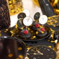 KARTECZKI NA PIKU TOPPER ZEGARY HAPPY NEW YEAR CZARNE 6szt