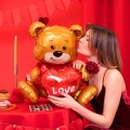 BALON PARTY PAL MIŚ Z SERCEM LOVE BRĄZOWY 20'' 50cm