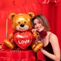 BALON PARTY PAL MIŚ Z SERCEM LOVE BRĄZOWY 20'' 50cm