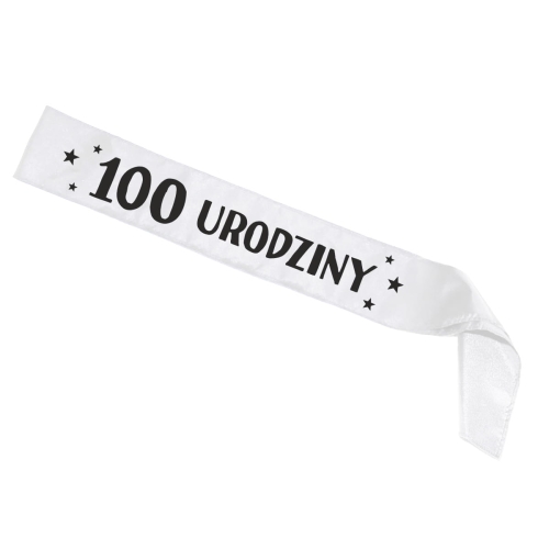SZARFA 100 URODZINY BIAŁA 85cm