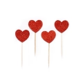 PIKERY TOPPER SERCE PIANKOWE CZERWONE 6cm 4szt