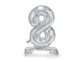 BALON PARTY DECO CYFRA 8 STOJĄCY SREBRNY 28'' 70cm