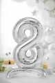BALON PARTY DECO CYFRA 8 STOJĄCY SREBRNY 28'' 70cm