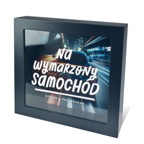 SKARBONKA NA WYMARZONY SAMOCHÓD CZARNY 18x18cm