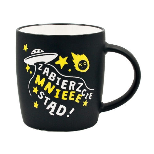 KUBEK UFO ZABIERZCIE MNIE STĄD CZARNY 350ml