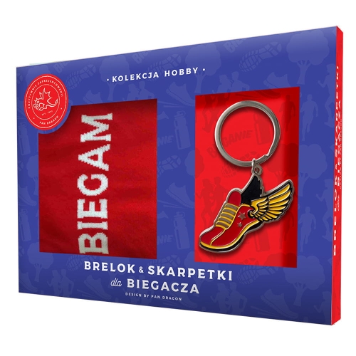 SKARPETKI + BRELOK BIEGACZA CZERWONE 2szt