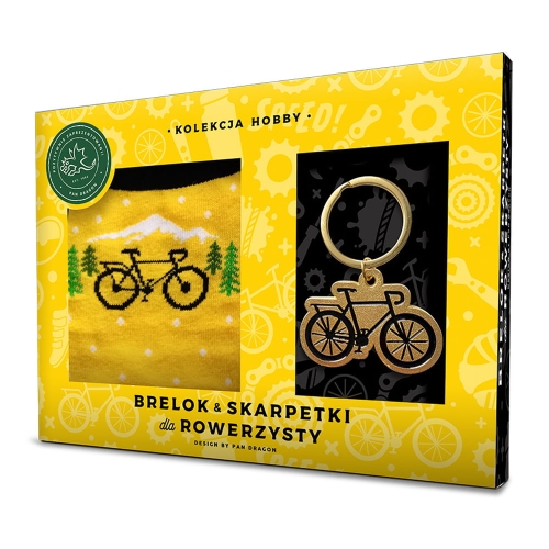SKARPETKI + BRELOK ROWER ŻÓŁTO-ZŁOTE 2szt