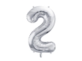 BALON PARTY DECO CYFRA 2 SREBRNY 28'' 72cm