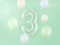 BALON PARTY DECO CYFRA 3 MIĘTOWY 28'' 72cm