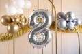 BALON PARTY DECO CYFRA 8 SREBRNY 28'' 72cm