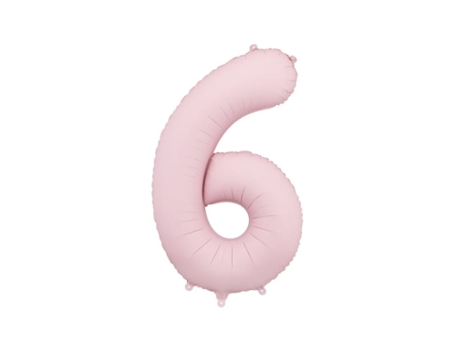 BALON PARTY DECO CYFRA 6 JASNORÓŻOWY 34'' 86cm