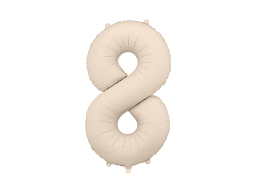 BALON PARTY DECO CYFRA 8 JASNOBEŻOWY 34'' 86cm
