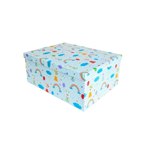 PUDEŁKO PREZENTOWE TĘCZA CHMURKI BŁĘKITNE 23x16,5x9,5сm
