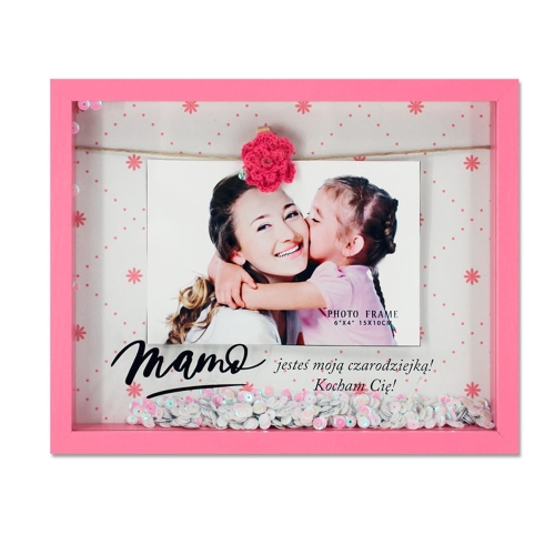 RAMKA NA ZDJĘCIE MAMO JESTEŚ MOJĄ CZARODZIEJKĄ RÓŻOWA 20x25cm