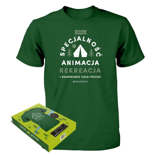 KOSZULKA MOJA SPECJALNOŚĆ ANIMACJA REKREACJA CIEMNOZIELONA XL
