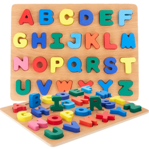 ALFABET LITERKI DREWNIANE PUZZLE UKŁADANKA EDUKACYJNA