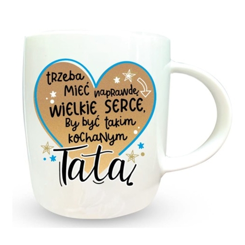 KUBEK KOCHANY TATA WIELKIE SERCE BIAŁY 350ml