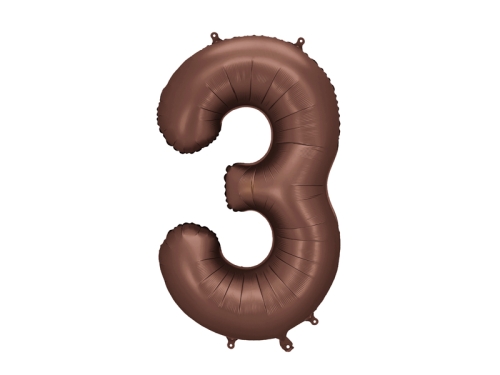 BALON CYFRA 3 CIEMNOBRĄZOWY 34'' 86cm