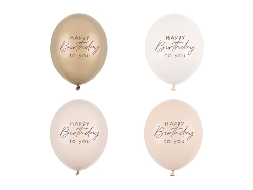 BALONY STRONG HAPPY BIRTHDAY BEŻOWE MIX 30cm 1szt