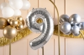 BALON CYFRA 9 SREBRNY 28'' 72cm