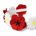 WIANEK OPASKA KWIATY MAKI FILCOWY BIAŁO-CZERWONY