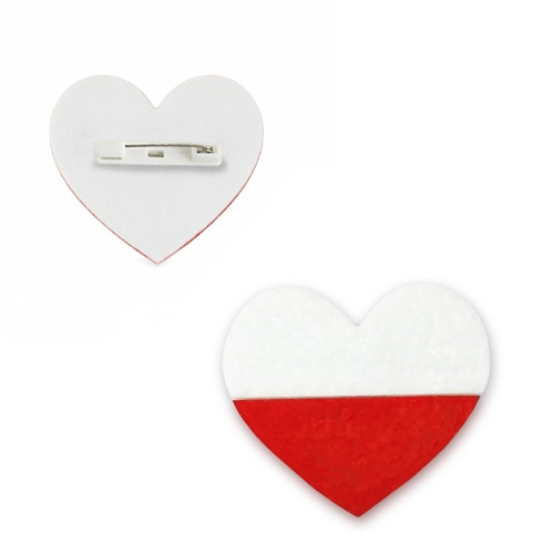 PRZYPINKA SERCE FLAGA POLSKI FILCOWA BIAŁO-CZERWONA 6cm