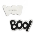 PRZYPINKA NAPIS BOO! FILCOWY BIAŁO-CZARNY 9x5cm