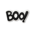 PRZYPINKA NAPIS BOO! FILCOWY BIAŁO-CZARNY 9x5cm
