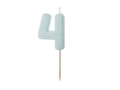 ŚWIECZKA CYFRA 4 PASTEL TURKUSOWA 5,5cm