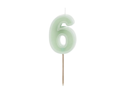 ŚWIECZKA CYFRA 6 PASTEL ZIELONA 6cm