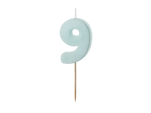 ŚWIECZKA CYFRA 9 PASTEL TURKUSOWA 5,5cm