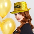 CYLINDER Z TASIEMKĄ NAPIS 2026 BŁYSZCZĄCY ZŁOTY