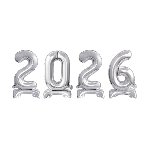 BALONY 2026 STOJĄCE SREBRNE 15'' 38cm 4el