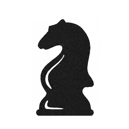 EMBLEMAT FIGURA SZACHOWA SKOCZEK FILCOWA BIAŁO-CZARNY 6x4cm