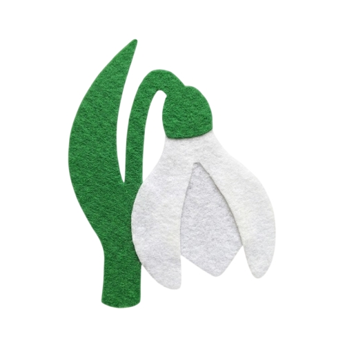 EMBLEMAT KWIATEK PRZEBIŚNIEG FILCOWY BIAŁO-ZIELONY 6x5cm