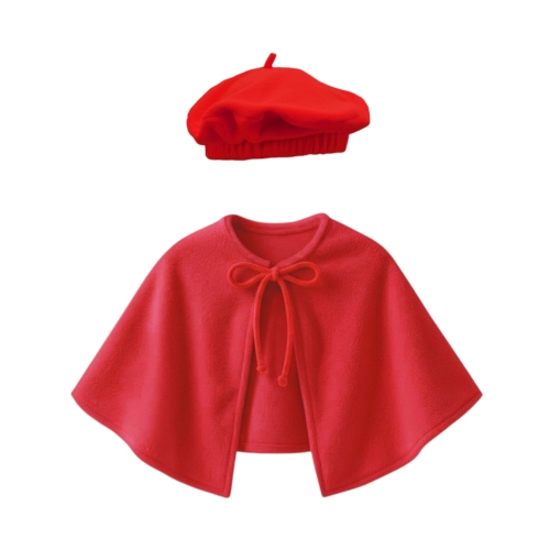ZESTAW PELERYNA I BERET CZERWONY S/M 2el