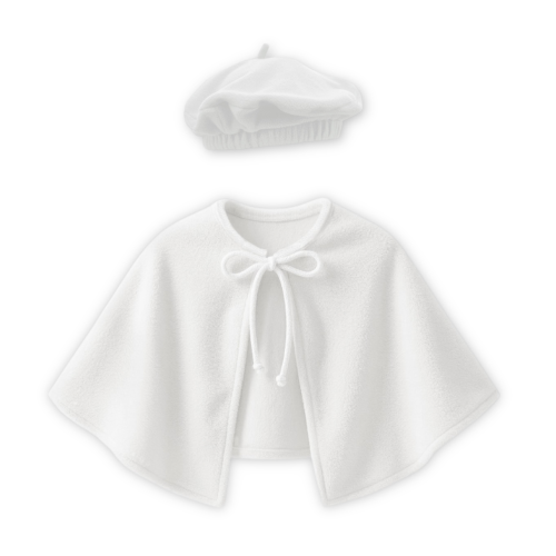 ZESTAW PELERYNA I BERET BIAŁY S/M 2el