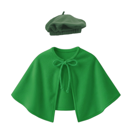 ZESTAW PELERYNA I BERET CIEMNOZIELONY S/M 2el