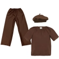 ZESTAW BERET BRĄZOWY 116-128 3el