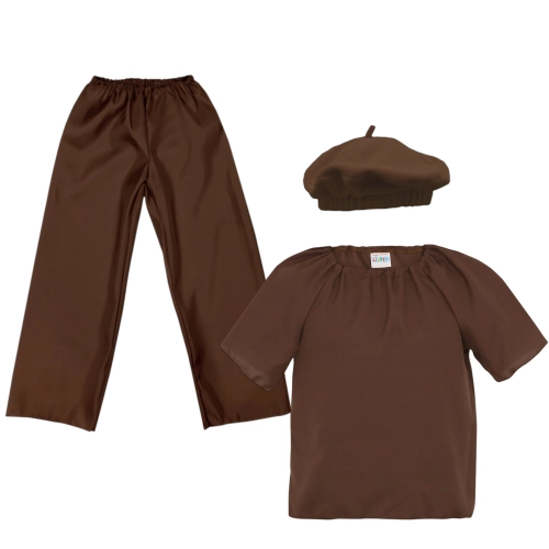 ZESTAW BERET BRĄZOWY 116-128 3el