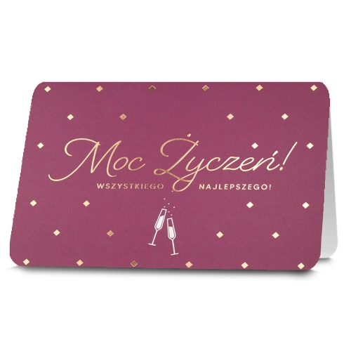 KARTKA URODZINOWA MOC ŻYCZEŃ KIELISZKI BORDOWA 19x13cm