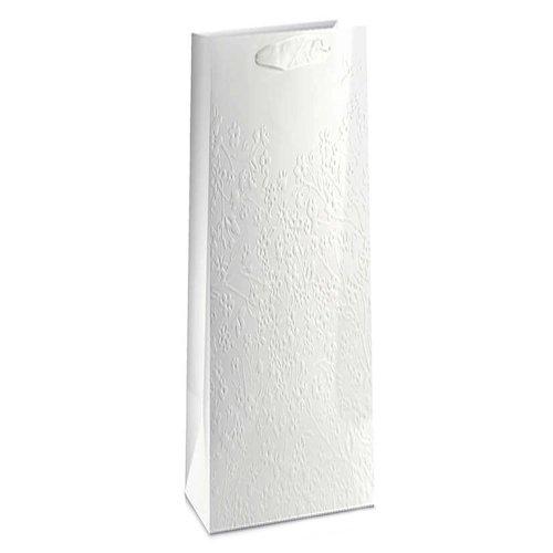 TOREBKA PREZENTOWA MAŁE KWIATKI TŁOCZONA BIAŁA 36x11cm