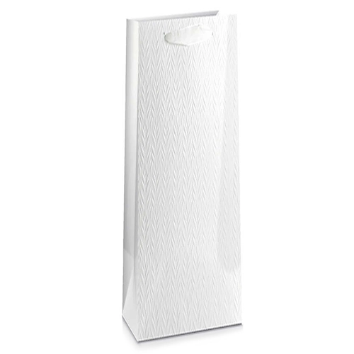 TOREBKA PREZENTOWA LISTKI TŁOCZONA BIAŁA 36x11cm