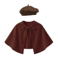 ZESTAW PELERYNA I BERET BRĄZOWY L/XL 2el