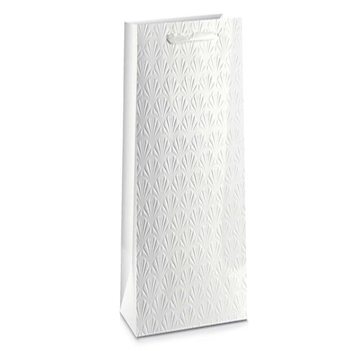 TOREBKA PREZENTOWA MUSZELKI TŁOCZONA BIAŁA 36x11cm