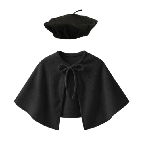ZESTAW PELERYNA I BERET CZARNY L/XL 2el