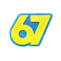 EMBLEMAT SIX SEVEN 67 FILCOWY NIEBIESKO-ŻÓŁTY 7,5x6cm